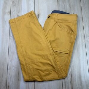 Prana Kragg Belted Outdoor Pants Mens Mustard Yellow Size 35x31 Hiking